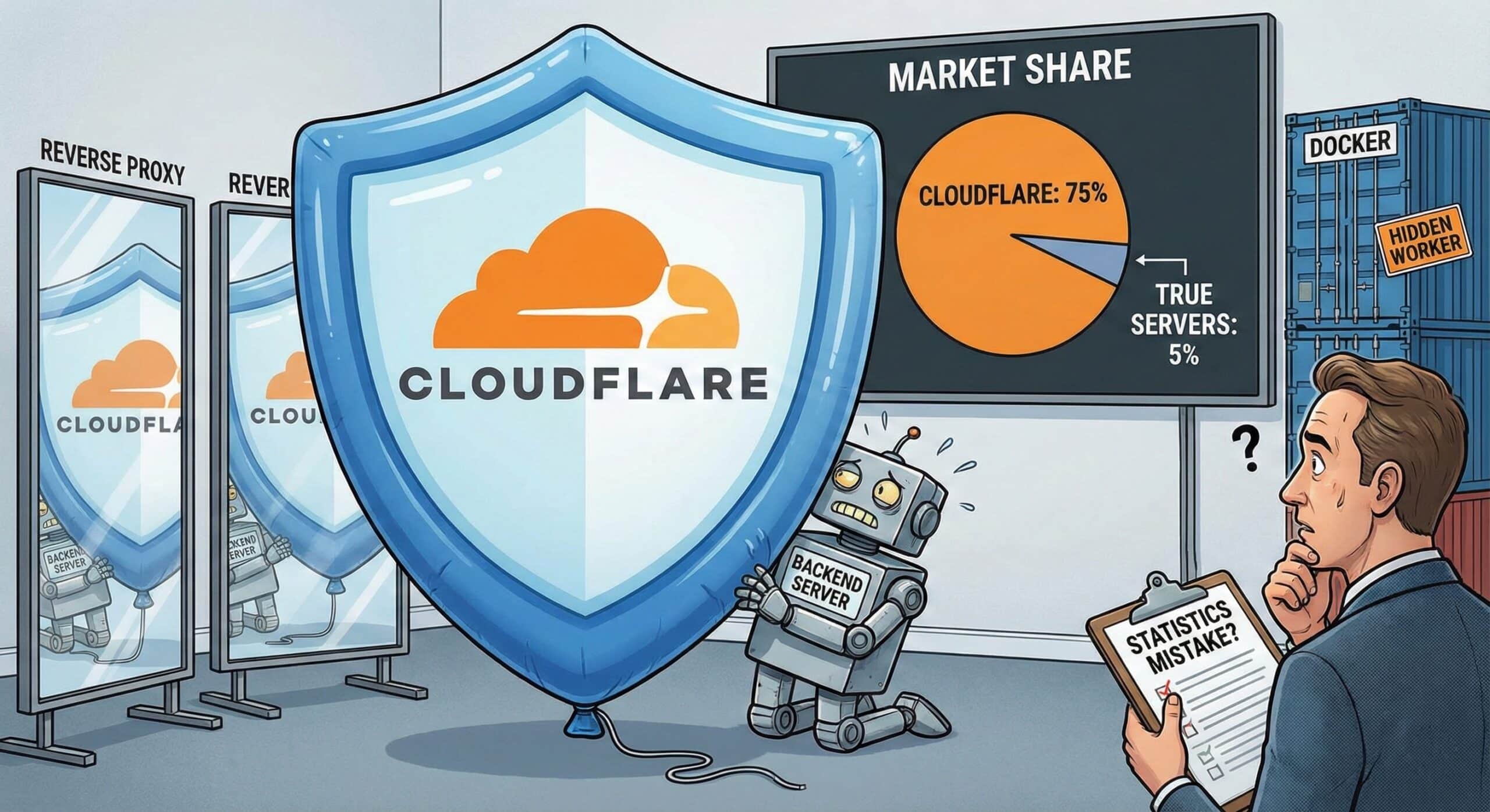 Der echte Webserver versteckt sich hinter Cloudflare – und das verfälscht die Statistiken.